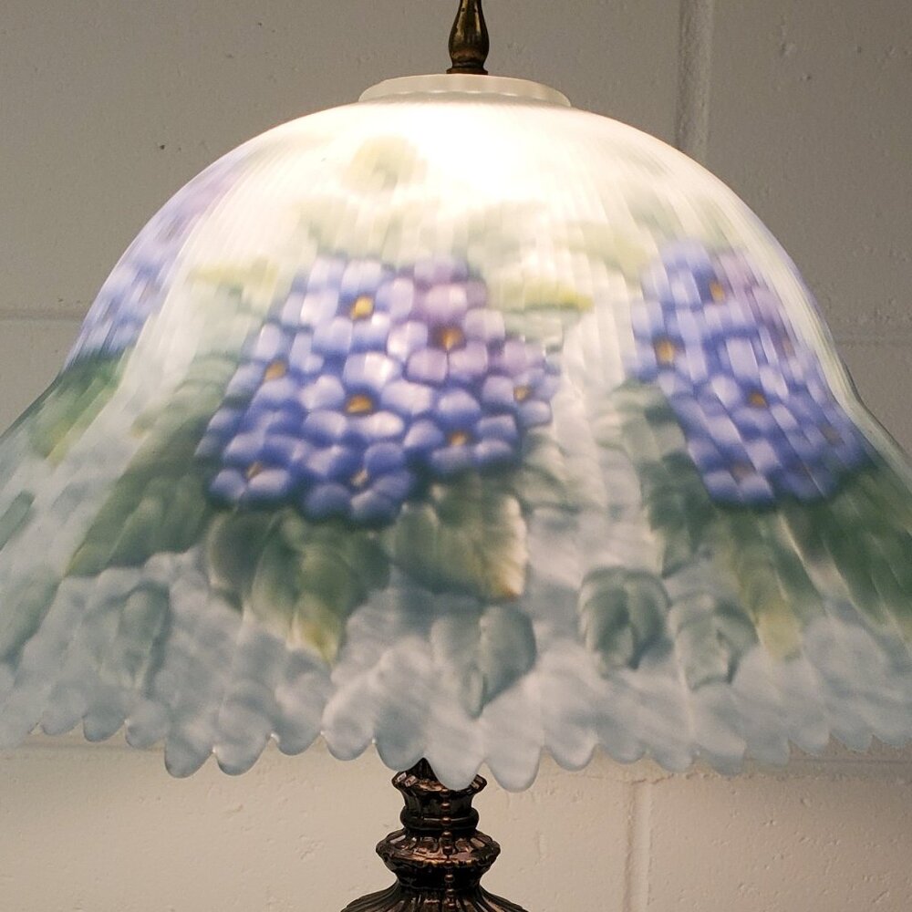 Glynda Turley Reverse Painted Floral Lampshade Lamp Shade Signed by Artist EUC